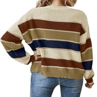 Abtel Ladies Jumper vrhovi prugasti džemper casual pulover žene pletene ploče šik pletene džempere marelica