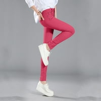 FVWitlyh pantalone za žene slatke pantalone za žene Trendi žene visoke uspone modne Jean Classic Solid