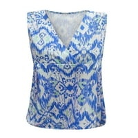 Žene T majice bez rukava na vrhu V izrez Ljeto TOP SOFT BLOUSE PLAŽA PLAŽA BLUE M