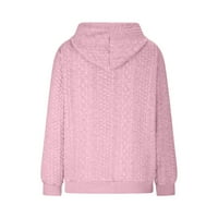 Tuphregyow ženske rebraste pletene dukseve zaklonike trendi casual bager-kapuljača odjeća na otvorenom dugim rukavima pulover pulover čvrsto ružičasto l