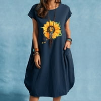 Ljetne haljine za prodaju za žene za žene bez rukava digitalna haljina za tisak Okrugli vrat Maxi Loose