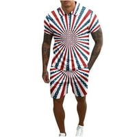 Muške majice Dan nezavisnosti Kratki setovi Outfits Polo majica USA zastava Patriotic Short Shorts Set Havajska majica za muškarce Bijele L