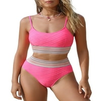 Kulica ženskog ružičastih geo-uboda scoop Bralette & High Waik bikini set