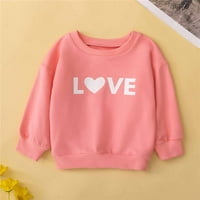 Dječji dečji dečji dečji dan zaljubljeni letvice s dugim rukavima, štampanje TOP Okrugli vrat Modni pulover Love Pulover