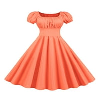 Leuncero Dame Plain Travel Summer Beach Sendress casual retro midi haljina seksi solidne boje ljuljačke haljine narančasta L