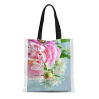 Platno tota torba Pink Peony Wonderful Day Gu White Cvijet ruksak za ponovni torbi za ponovnu hranu