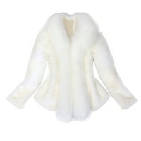 WAVSUF ženski kaputi i jakne plus veličina sa kapuljačnim casual čišćenjem FAUX-Krznene bijele jakne