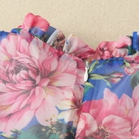 B91XZ Prvi rođendanski pokloni za djevojčice Toddler Girls Haljina Ljeto Kratki rukav modni cvjetni otisci Mali svježi stil haljina plava, veličine 6- godina