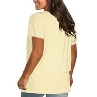 Aueoeo Ljetne bluze za žene, žene Ljetne tunike kratki rukav ležerne majice Crewneck labav duhovit bluza
