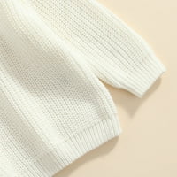 Nokpsedcb novorođene dječake Djevojke pletene džempere Čvrsto boje dugih rukava O-izrez jesen zima toplo pulover bijeli 6- mjeseci