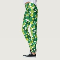 Ženske kratke tajice Visoko struk ženske jastučine dobre sreće zelene hlače za ispis tajice hlače za jogu trčanje pilates teretana ženska vježba