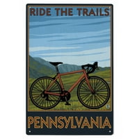 Pennsylvania, Mountain Bike Scena Birch Wood Zidni znak