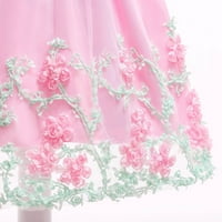 Bijele haljine Djevojke Djevojke Držite kratki rukav Princess Bowknot Princess Crewneck Sundurs Pink 4- Godine