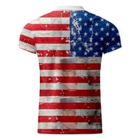 Muškarci Ljetni dan Nezavisnosti Američka zastava Štampana bluza sa zatvaračem zatvarač kratkih rukava Polo majice muške meke dnevne odjeće