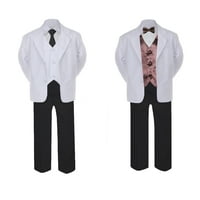 5- Formalno crno bijelo odijelo set smeđi luk kravate prsluk dječak dječji smrt