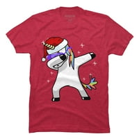 Umbrenje jednoromno košulje Hip Hop Dab Santa Hat Božićna majica V Muški crveni heather grafički tee
