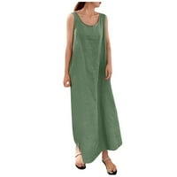 Qwertyu Plus size Goth haljina pamučna založna tenka Ljeto Maxi haljine za žene lagane duge ljetne haljine za žene u slobodnom mjestu sa džepovima Ženske sankere zelene 4xl