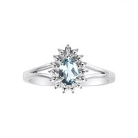 * Rylos jednostavno elegantan prekrasan akvamarin i dijamantni prsten - mart rođenje *