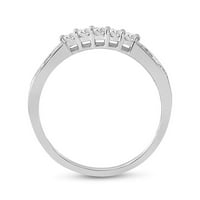 14k bijela zlatna princeza Dijamant Bridal Set za vjenčanje CTTW - Veličina 8