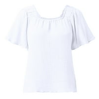 Ženski ljetni vrhovi čvrste boje Linija ruffle oblozi ležerne rukave Ležerne prilike labave majice