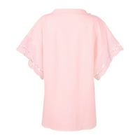 Dressy vrhovi za žene Ženska modna ljetna čipka V izrez Čvrsta boja kratki rukav Ležerne košulje TOPS
