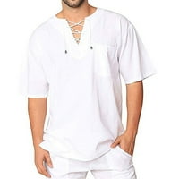 Muška majica na plaži s kratkim rukavima Hippie T majica na majica V izrez White XL