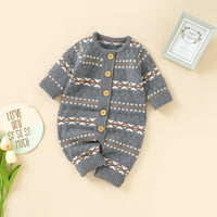 Dječji džemper pamučni gumb pamuk niz dugi rukav dječak djevojka patchwork džemper odjeća za bebe za bebe, siva veličina 86
