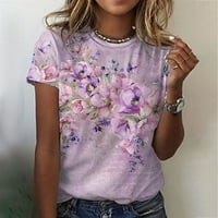 Plus ženske vrhove Dressy Ležerne prilike cvjetni vrhovi print kratkih rukava okrugli vrat casual grafički majice Ters Labavi ugradbeni bluza