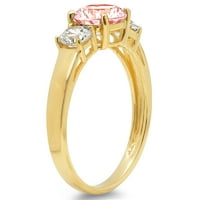 1.5ct okrugli rez ružičasti simulirani dijamant 18k žuti zlatni godišnjica angažmana kamena prstena