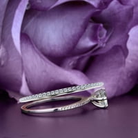 Prekrasna Art Deco 1. Okrugli rez Diamond Moissanite zaručnički prsten, vjenčani prsten, jedan odgovarajući opseg u 10k čvrsto bijelo zlato, poklon za njen poklon za djevojke za djevojke, autentičan moissine