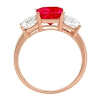 4.0ct smaragdni rez crveni simulirani ruby ​​14k ružičasti ružičasti zlato graviranje izveštavanja godišnjice Angažovanje vjenčanja Trobotna prstena veličine 3,5