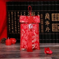 Sunsunrise Brocade Tassel Kineski stil Lucky Torba za novac Crvena koverta Sretni novogodišnji džep