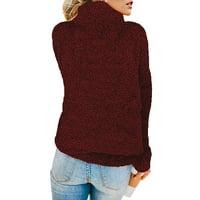 PLNOTME Womens nejasan prozračan i elastični pleteni kortlenacke solid u boji Sherpa Fleece pune ruke