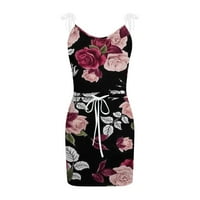 Ljetna haljina za žene ruže cvjetne tiskane remen Mini plažne haljine košulja haljina haljina ležerna