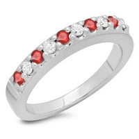 Dazzlingock kolekcija 14k okrugli rez Ruby & White Diamond ženski godišnjica vjenčani prsten za slaganje,