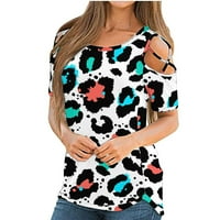 Ženski kratki rukav Tunts Trendy Summer Casual Print Okrugli vrat Hladne rame TEE majice Labavi fit