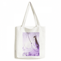 Pod Wisteria Kineski stil akvarel tote platnene torbe s kupovinom Satchel casual torba