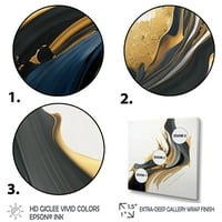 Art Demandart Crna, bijela i zlatna tečna umjetnost II Moderna spiralna platna umjetnička ispisa - ploče