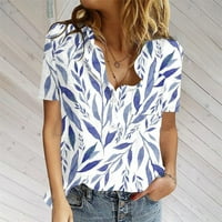 Ženske košulje Majice za žene Ljetne vrhove za žene kratki rukav Split majice Cvijet Print Elegantne bluze sa džepom prsa
