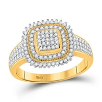 Ženska solidna 10KT žuta zlatna okrugla Diamond Trg Klasterski prsten CTTW Ring veličine 7