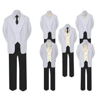 5- formalno crno bijelo odijelo set šampanjac luk dugi kravate prsluk dječak dijete
