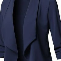 Žene otvorenog prednjeg drapera Ruched rukava Blazer jakne Trendy Casual Laghtweight softverski radni