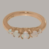 Britanska napravljena 14k Rose Gold Opal prsten ženski prsten za bend - Opcije veličine - Veličina 11,75