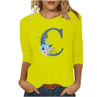 Bluze za ženski rukav posad vrat Modna slova košulje Grafički pulover vrhovi labavi fit tees vrhovi