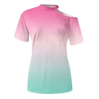 Voncos ženska majica čišćenje - Žene Ljeto okrugli vrat Kratki rukav, majica bez rukava bez rukava bluze ružičasta 4