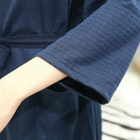 Žene čvrsti zavoj rube ogrtač haljina pidžama dugačka rublja džep pojas tietoc