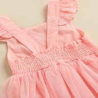 Calsunbaby Little Girl Flyne haljina haljina za ruke Modna boja okrugla vrata mrežica mreža za šivanje