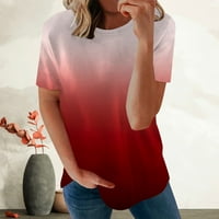 Zodggu Tunic Osnove majice za žene Smanjeni trendi kratki rukav ženski vrhovi gradijent boje Bluza Ljetni
