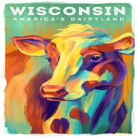 Wisconsin, američka mliječna zemlja, krava, živopisna serija, lampionska preša, premium igraće karte, kartonski paluba s jokerima, USA