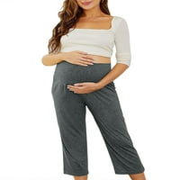 Merqwadd trudnice Ležerne hlače Baggy High Squaist Ravne noge Capris Yoga Trugna Hlače Materinstvo Joggers
